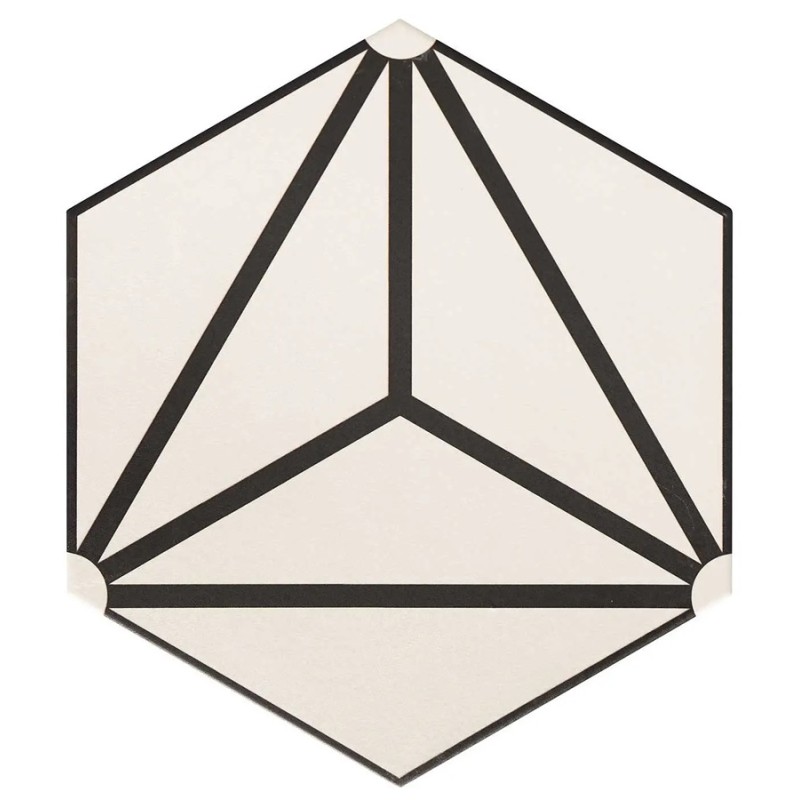Carrelage hexagonal - Carrelage OSAKA WHITE 28,5x33 cm effet carreaux ciment