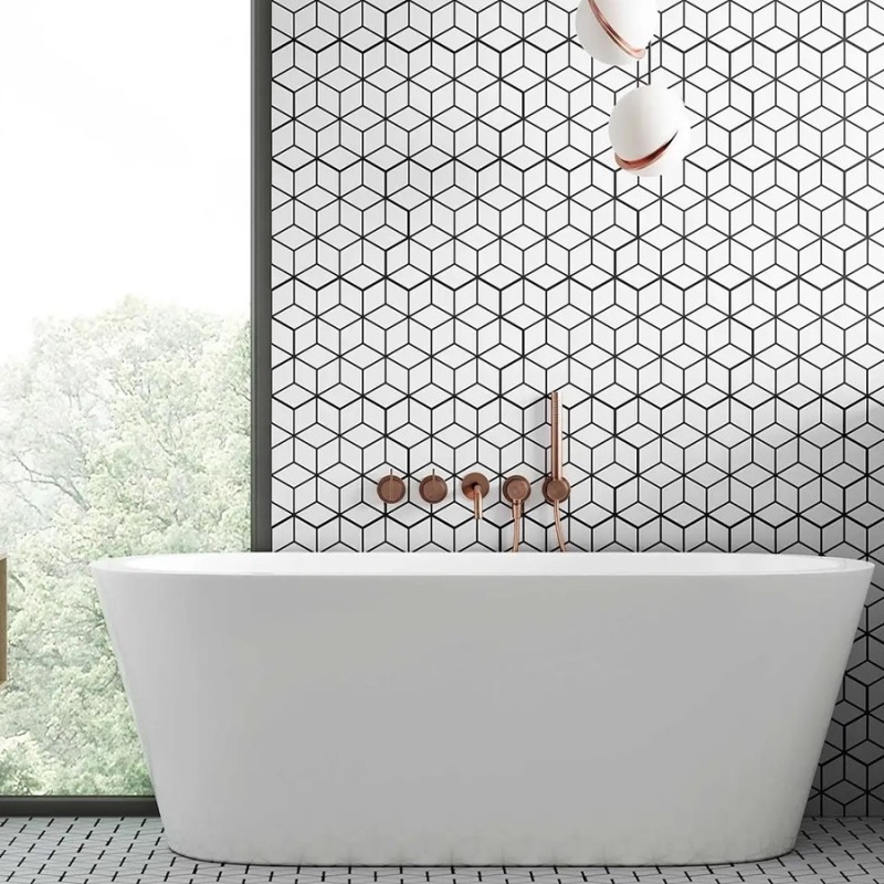 Carreaux ciment - carrelage RHOMBUS SNOW 26,5x51cm imitation carreaux ciment