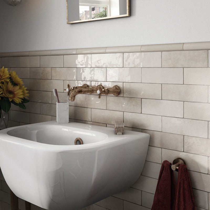 Déstockage - Lot de 2M² carrelage imitation zellige 6.5x20 cm MALEM OCHRE