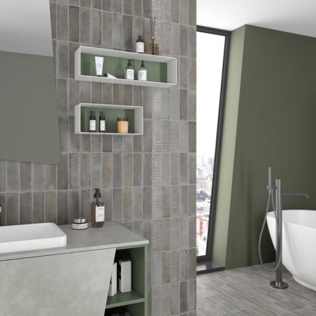 Déstockage - Lot de 2.12 M² Carrelage effet zellige 6x18,6cm RAKU SMOKE