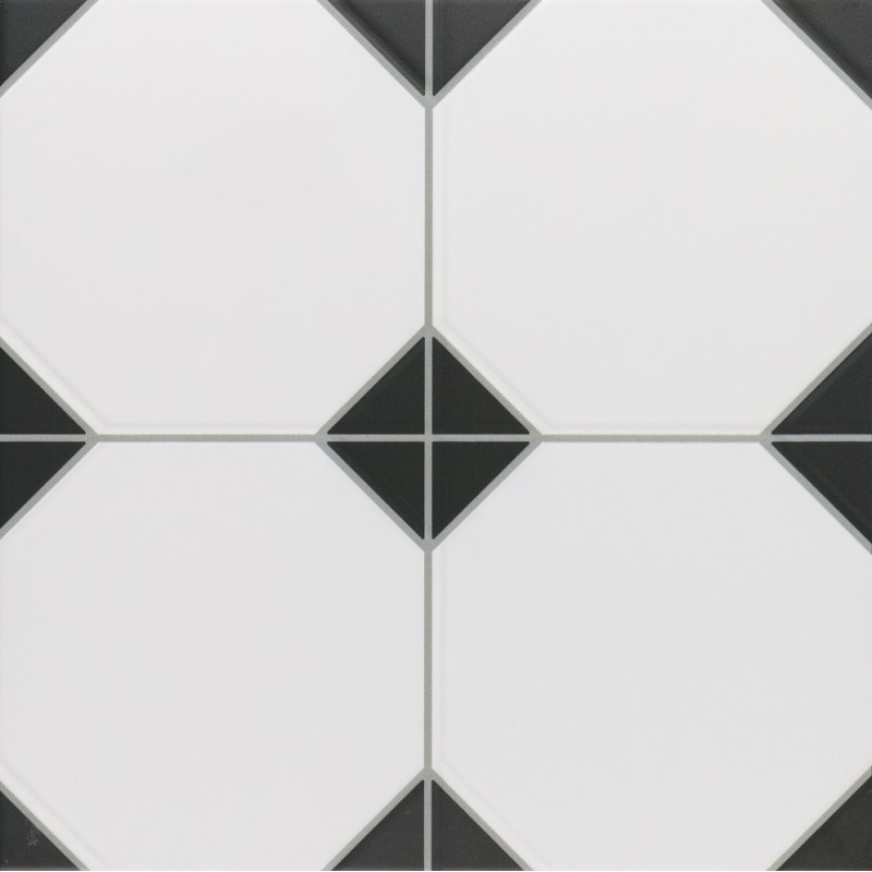 Carreaux ciment - carrelage cabochon CHIC BLACK 33x33cm imitation carreaux ciment