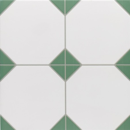 Carreaux ciment - carrelage cabochon CHIC GREEN 33x33cm imitation carreaux ciment