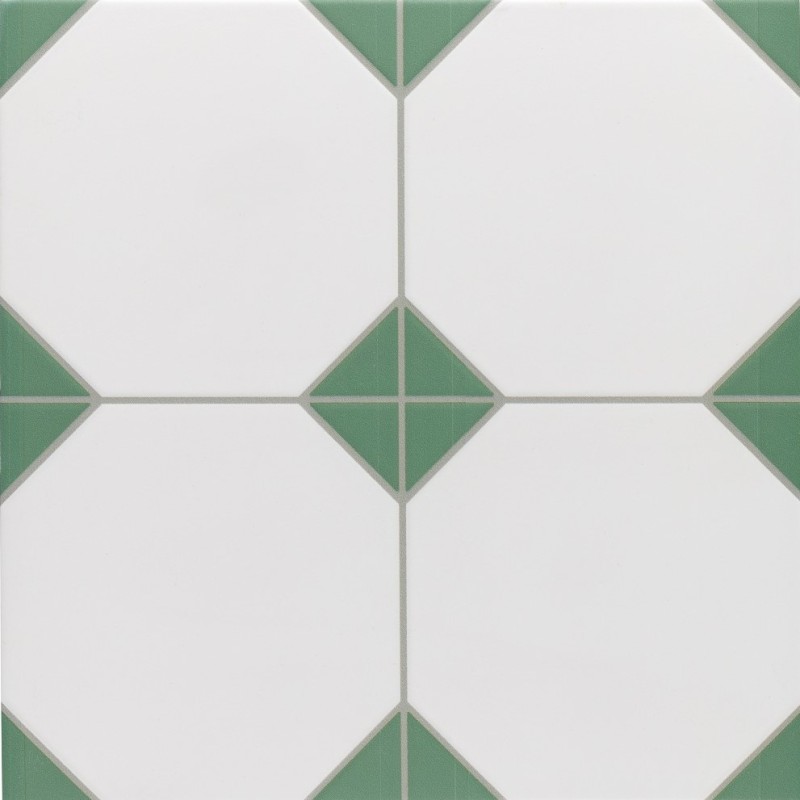 Carreaux ciment - carrelage cabochon CHIC GREEN 33x33cm imitation carreaux ciment