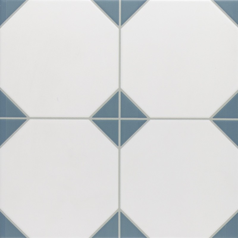 Echantillon - echantillon carrelage cabochon CHIC BLUE 33x33cm imitation carreaux ciment