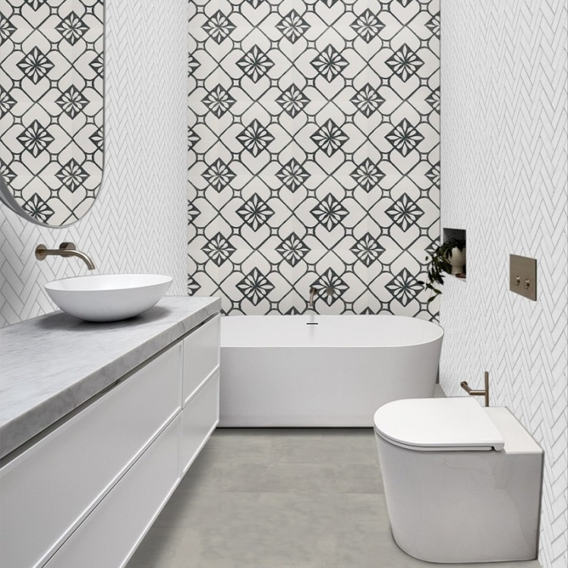 Carreaux ciment - carrelage imitation carreaux ciment 44x44 cm TISA BLACK