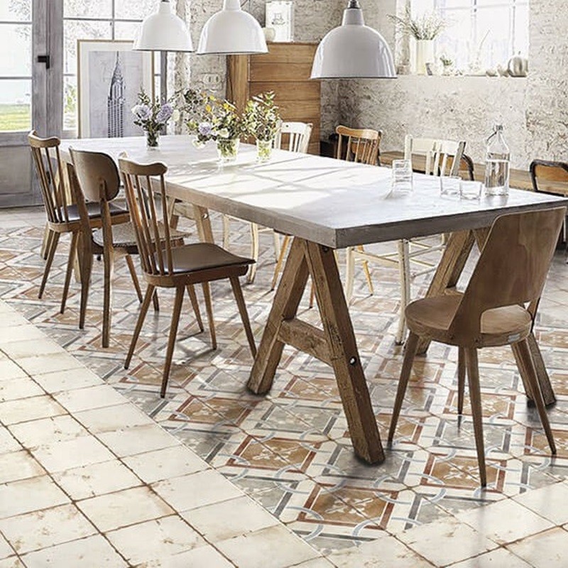 Carreaux ciment - Carrelage OHIO WHITE 20x20 cm effet carreau ciment vieilli