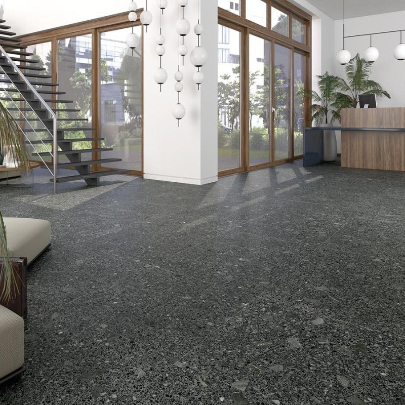 Déstockage - Lot de 20,48 M² Carrelage terrazzo miscela-R grafito 80x80 cm