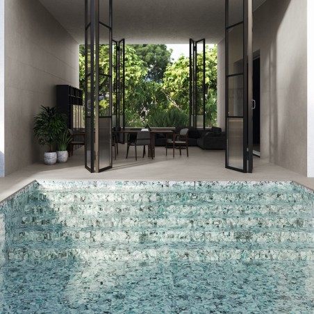 Carrelage - carrelage piscine ICE BERILO 15x15 cm effet marbre