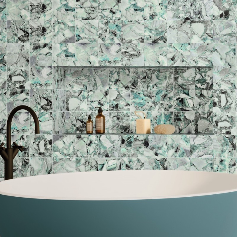 Carrelage - carrelage piscine ICE BERILO 15x15 cm effet marbre