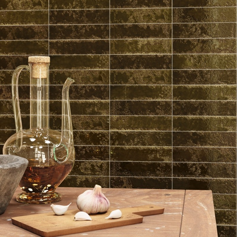 Zellige - carrelage effet zellige 6,4x26 cm ZEPHIR ARMY GREEN