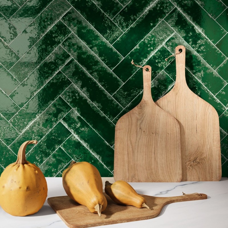 Zellige - carrelage effet zellige 6,4x26 cm ZEPHIR BASIL GREEN