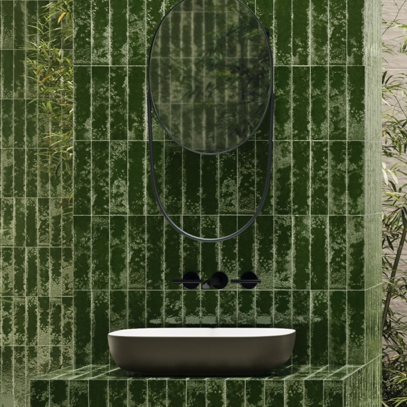 Zellige - carrelage effet zellige 6,4x26 cm ZEPHIR CROCODILE GREEN