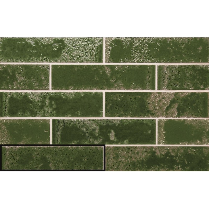 Zellige - carrelage effet zellige 6,4x26 cm ZEPHIR CROCODILE GREEN