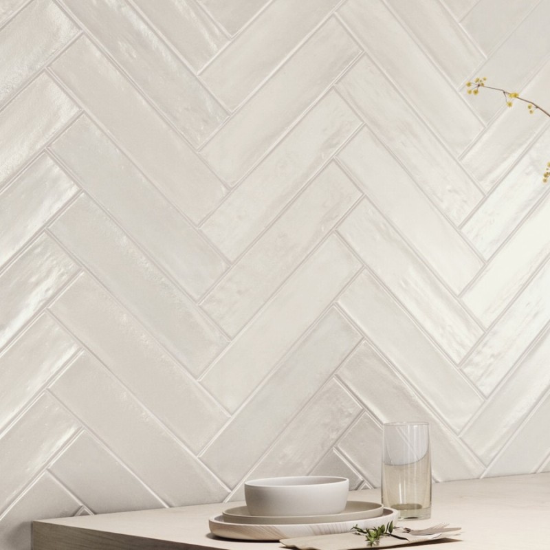 Zellige - carrelage SERENA WHITE 7,5x30cm imitation zellige