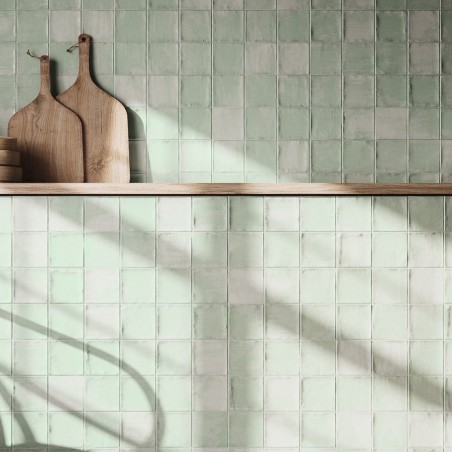 Zellige - carrelage effet zellige 10x10 cm NOUR PASTEL GREEN