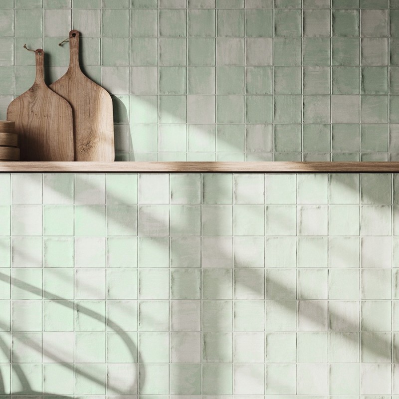 Zellige - carrelage effet zellige 10x10 cm NOUR PASTEL GREEN