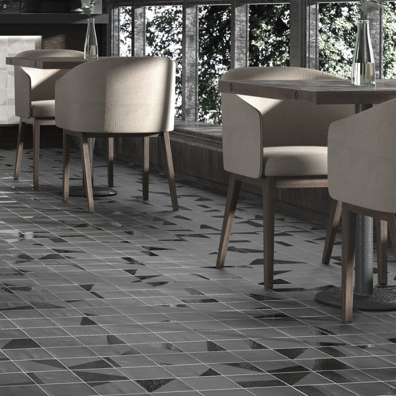 Zellige - carrelage effet zellige 13,8x13,8 cm ELISA BLACK