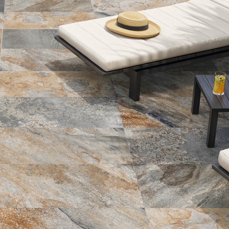 Carrelage terrasse - Carrelage SOLEA MULTI 60x120cm effet pierre antidérapant