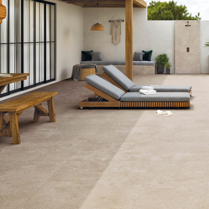 Carrelage terrasse - Carrelage LITHOS DUNE 60x120cm effet pierre antidérapant