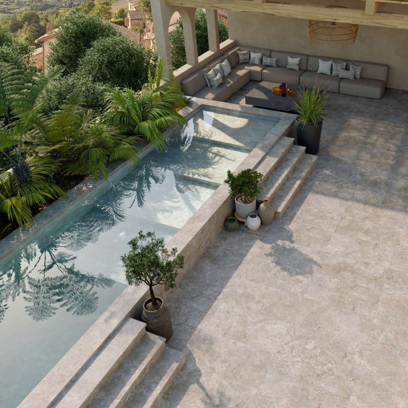 Carrelage terrasse - Carrelage CAROLINA SILVER 60x120cm effet pierre antidérapant