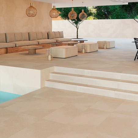Carrelage terrasse - Carrelage Riviera CREAM 60x120cm effet pierre antidérapant