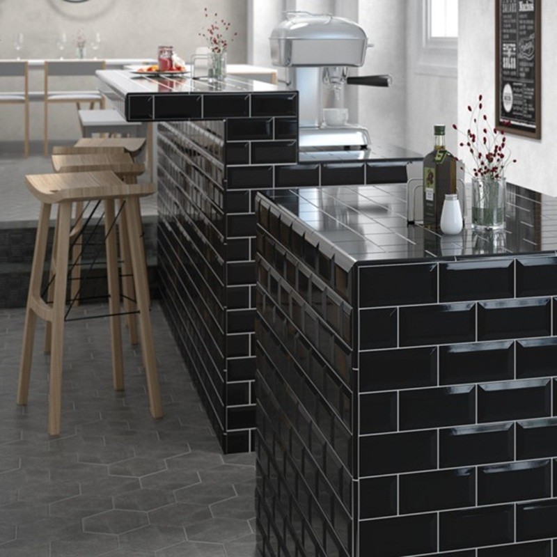 Zellige - carrelage effet zellige 7,5x15 cm METRO NOIR BRILLANT