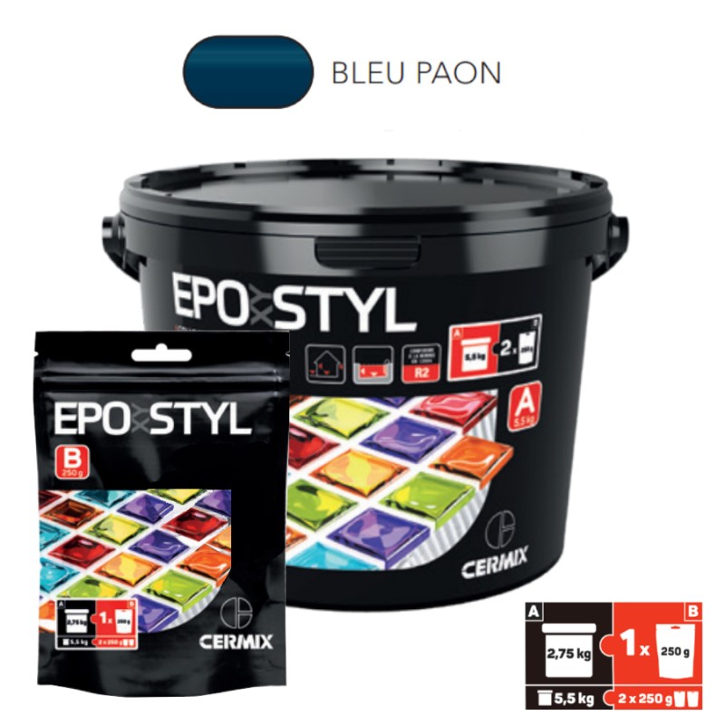 Étanchéité, colle et joint - EPOXYSTYL BLEU PAON / Pot de 3 Kg