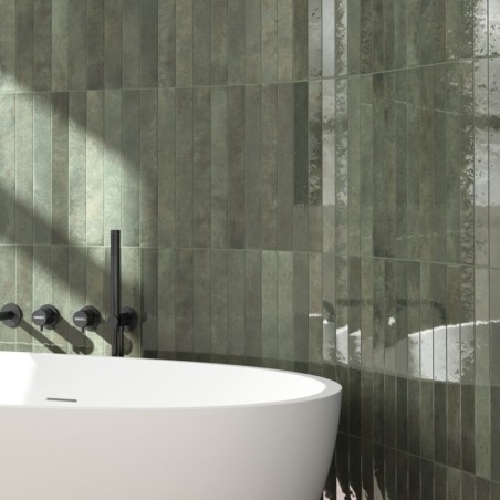 Zellige - carrelage ALGARRA OAK MOSS 5x40 cm effet zellige