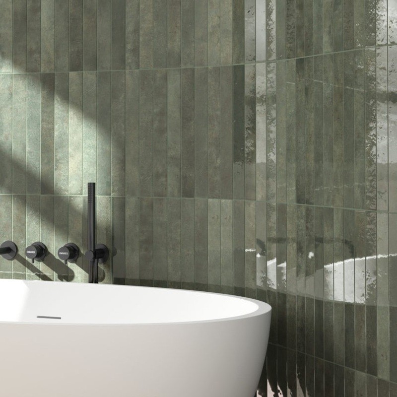 Zellige - carrelage ALGARRA OAK MOSS 5x40 cm effet zellige