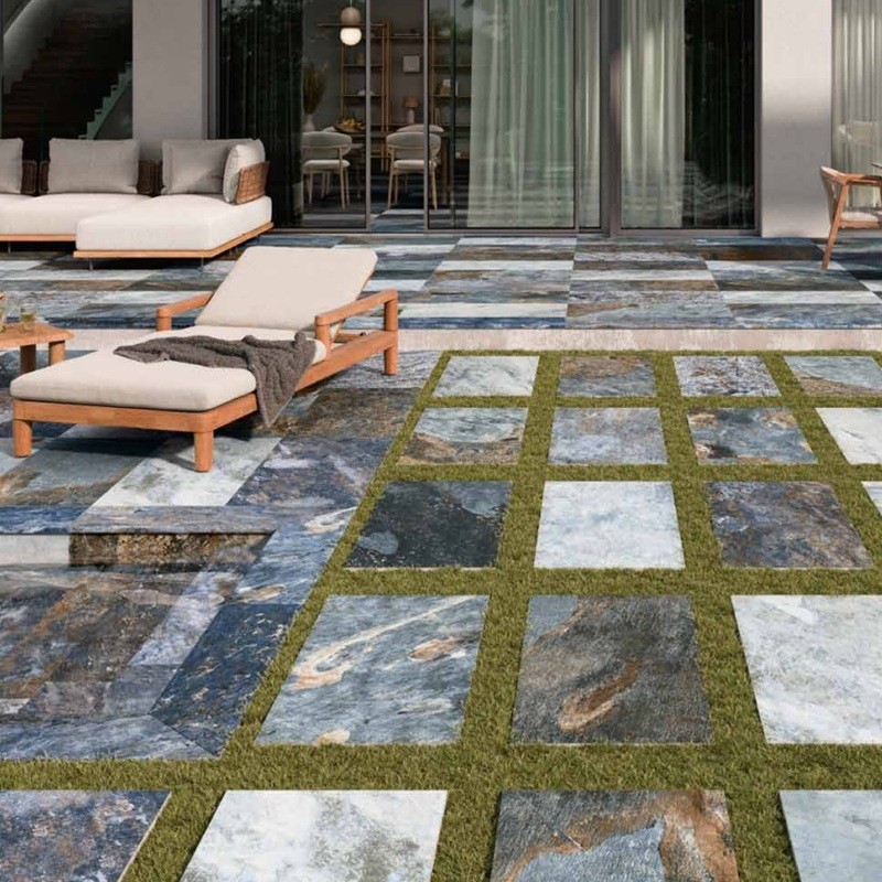 Dalle sur plots terrasse - dalle sur plot BALI PLUS BLUE 50x100x2 cm antidérapant R11