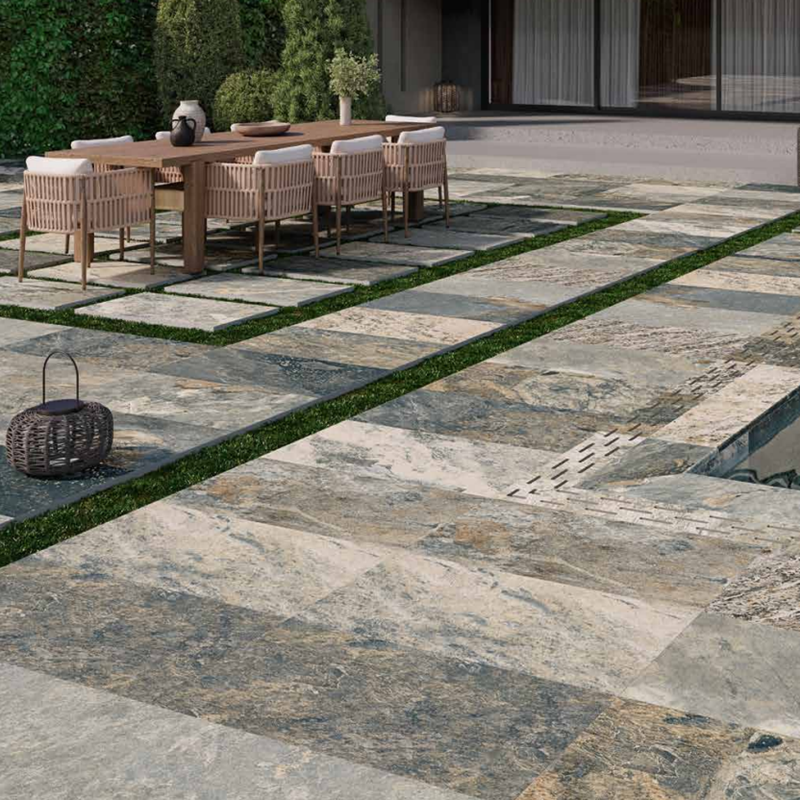 Dalle sur plots terrasse - dalle sur plot BALI PLUS GREEN 50x100x2 cm antidérapant R11