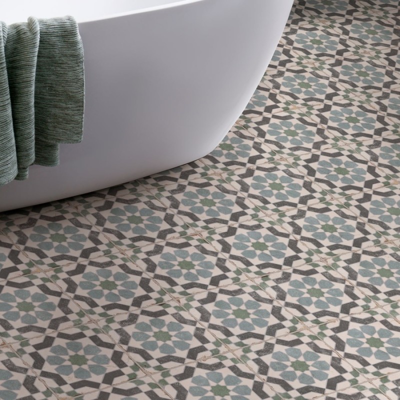 Carreaux ciment - Carrelage LEYLA 20x20 cm effet carreaux ciment vieilli