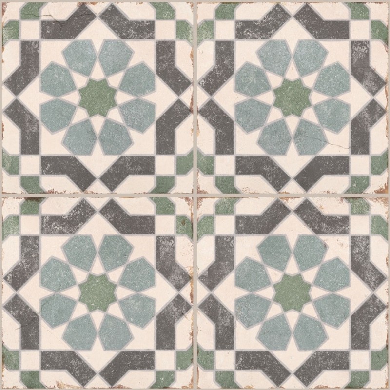 Carreaux ciment - Carrelage LEYLA 20x20 cm effet carreaux ciment vieilli