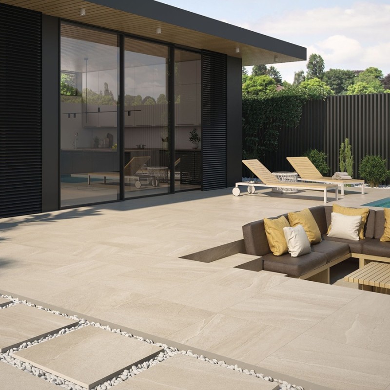 Dalle sur plots terrasse - Dalle sur plots EDDYSTONE BLANCO 60x60x2 cm effet pierre antidérapant R11