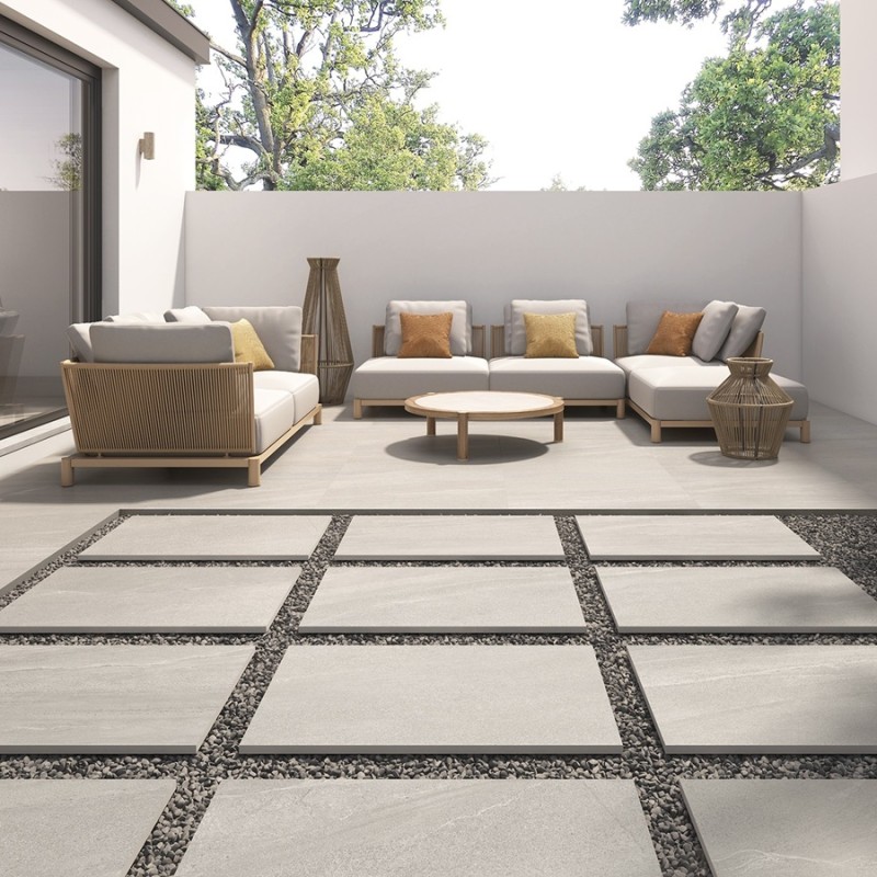 Dalle sur plots terrasse - Dalle sur plots EDDYSTONE PERLA 60x90x2 cm effet pierre antidérapant R11