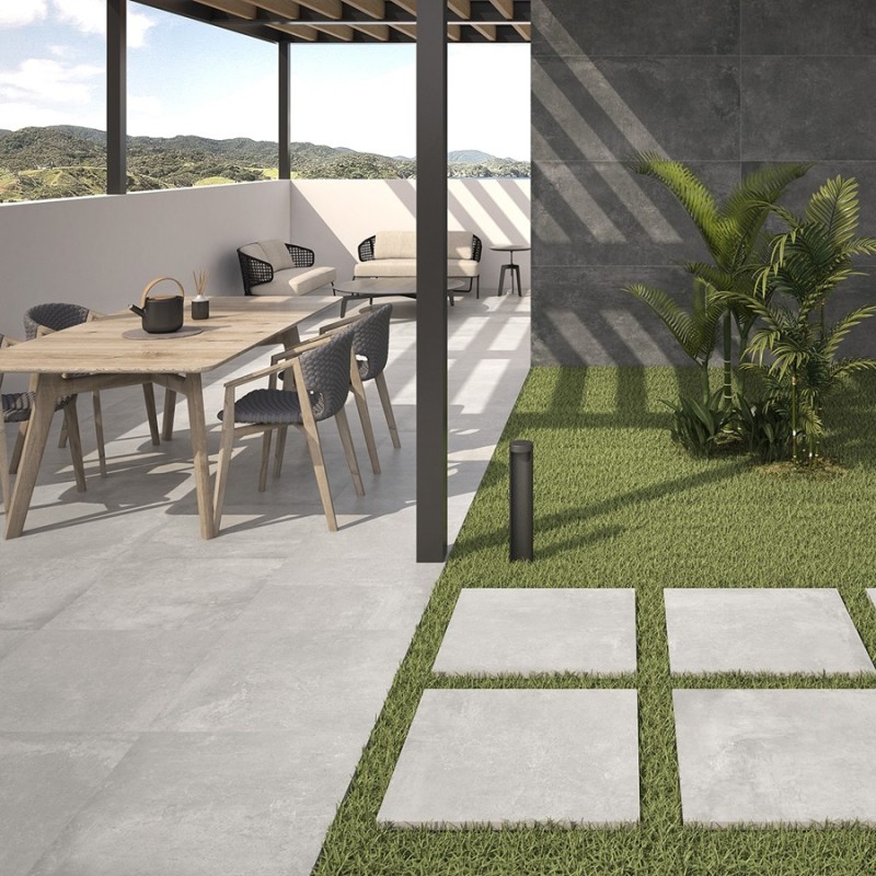 Dalle sur plots terrasse - Dalle sur plots GROUND GRIS 60x120x2 cm effet pierre antidérapant R11