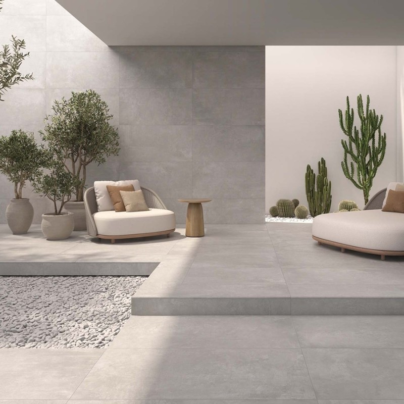 Dalle sur plots terrasse - Dalle sur plots GROUND PERLA 60x120x2 cm effet pierre antidérapant R11