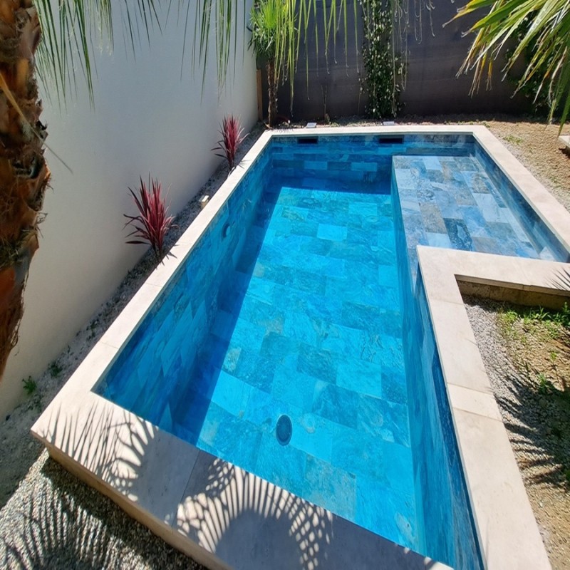 Piscine - Carrelage BALI BLUE 30x60 cm EFFET PIERRE DE BALI