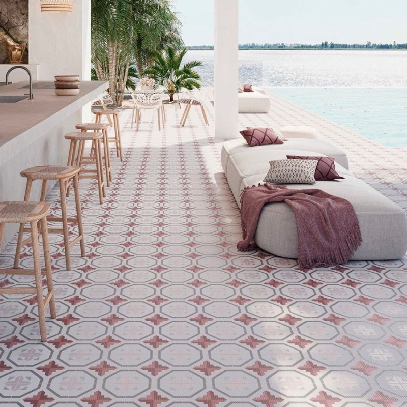 Carreaux ciment - carrelage PRISMA RIOJA 25x25cm imitation carreaux ciment antidérapant R11