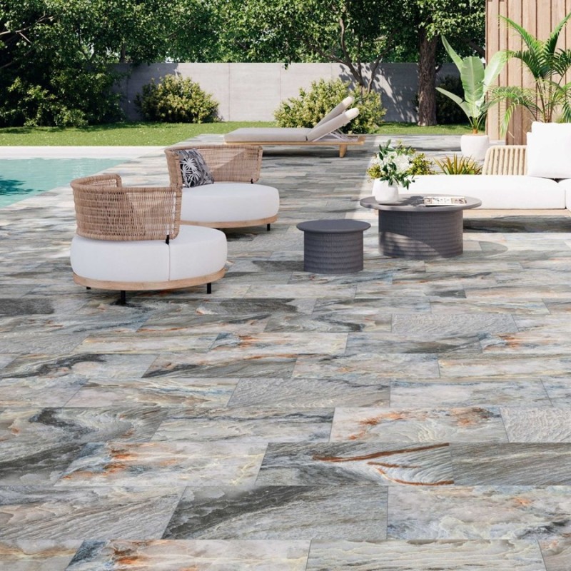 Effet marbre - carrelage extérieur effet marbre 44x66 cm KAIA antidérapant