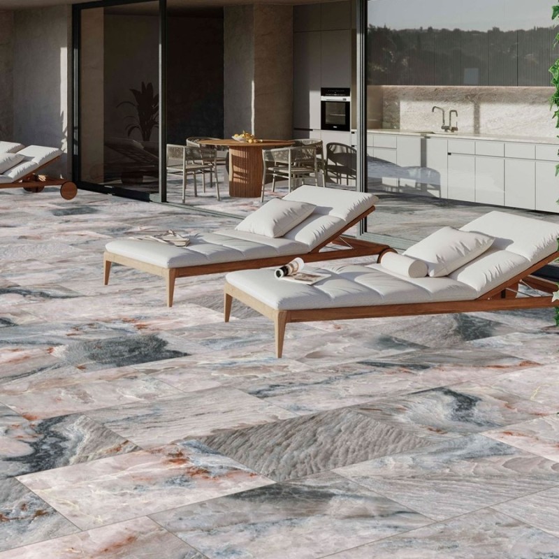 Effet marbre - carrelage extérieur effet marbre 44x66 cm KAIA antidérapant