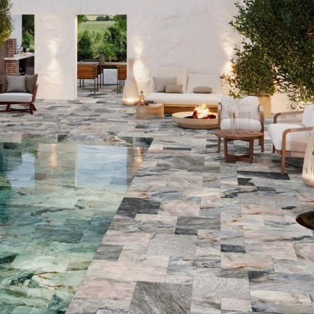 Effet marbre - carrelage extérieur effet marbre 44x66 cm KAIA MODULAR antidérapant