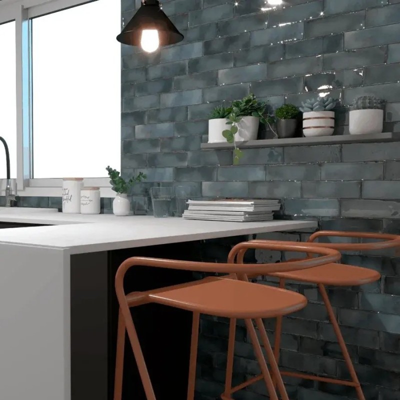 Zellige - carrelage HACKNEY DARK BLUE 6,9x24 cm effet zellige