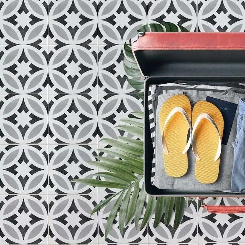 Carreaux ciment - carrelage FRAME STAR 15x15cm imitation carreaux ciment vieilli