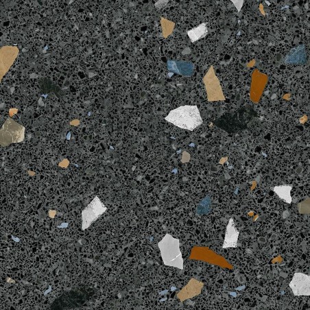 Déstockage - Lot de 46.08 M² de carrelage terrazzo stracciatella-R grafito 80x80 cm