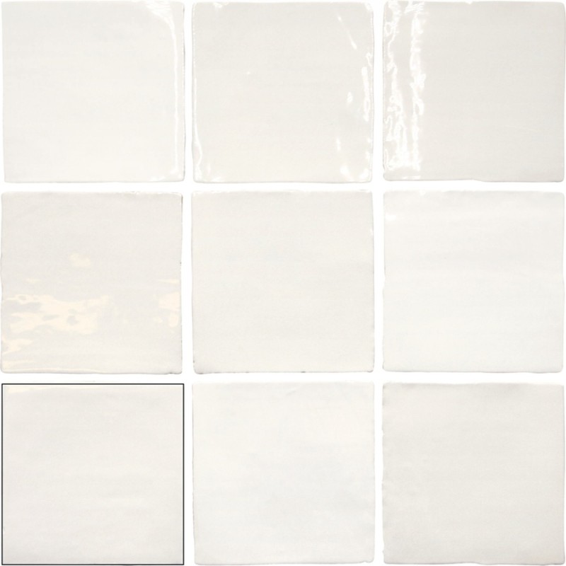 Déstockage - Lot de 5 M² Carrelage effet zellige 13x13cm FADO WHITE
