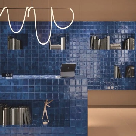 Déstockage - Lot de 22.20 M² de carrelage effet zellige 10x10 cm NOUR SAPHIRE