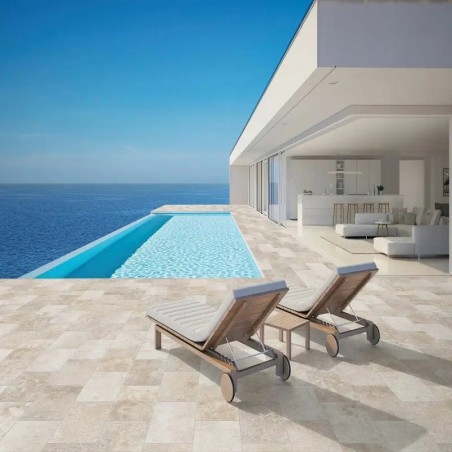 Déstockage - Lot de 15.36 M² de CARRELAGE IMITATION TRAVERTIN R11 40.2X60.4 CM antidérapant