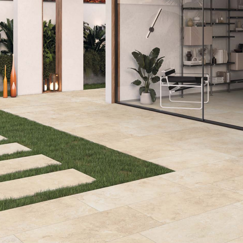 Dalle sur plots terrasse - Dalle rectangulaire imitation travertin 60x90 - TRAVERTINO RUSTIC