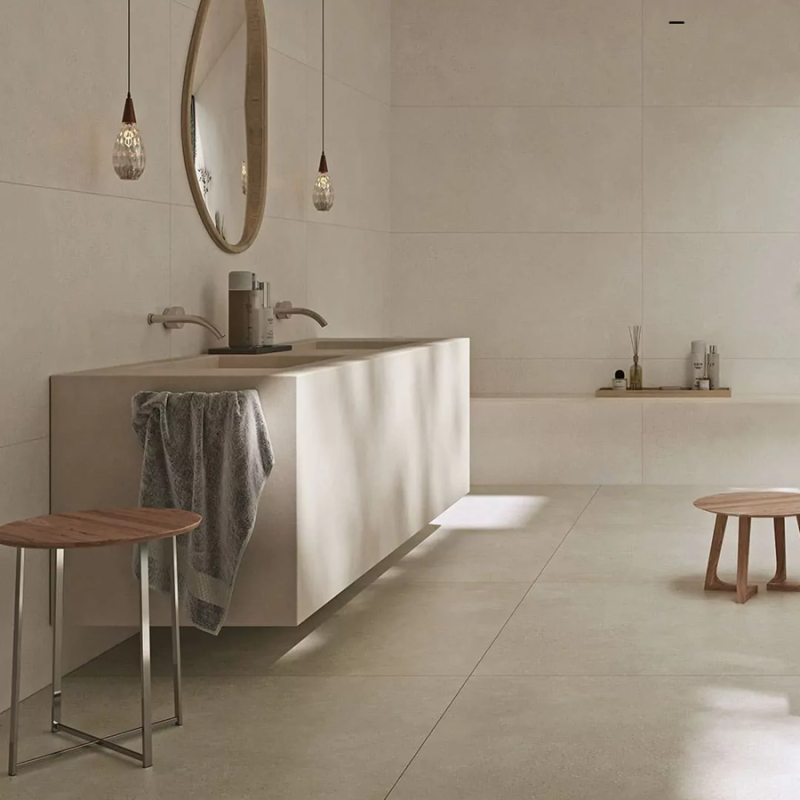 Effet béton - Carrelage VIDA TERRA beige pêche 120x120